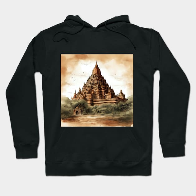 Historical illustration of Bagan, Myanmar Hoodie by KOTYA